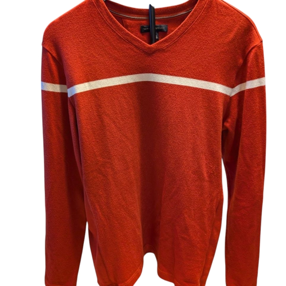 Men's Red Sweater with White Stripe